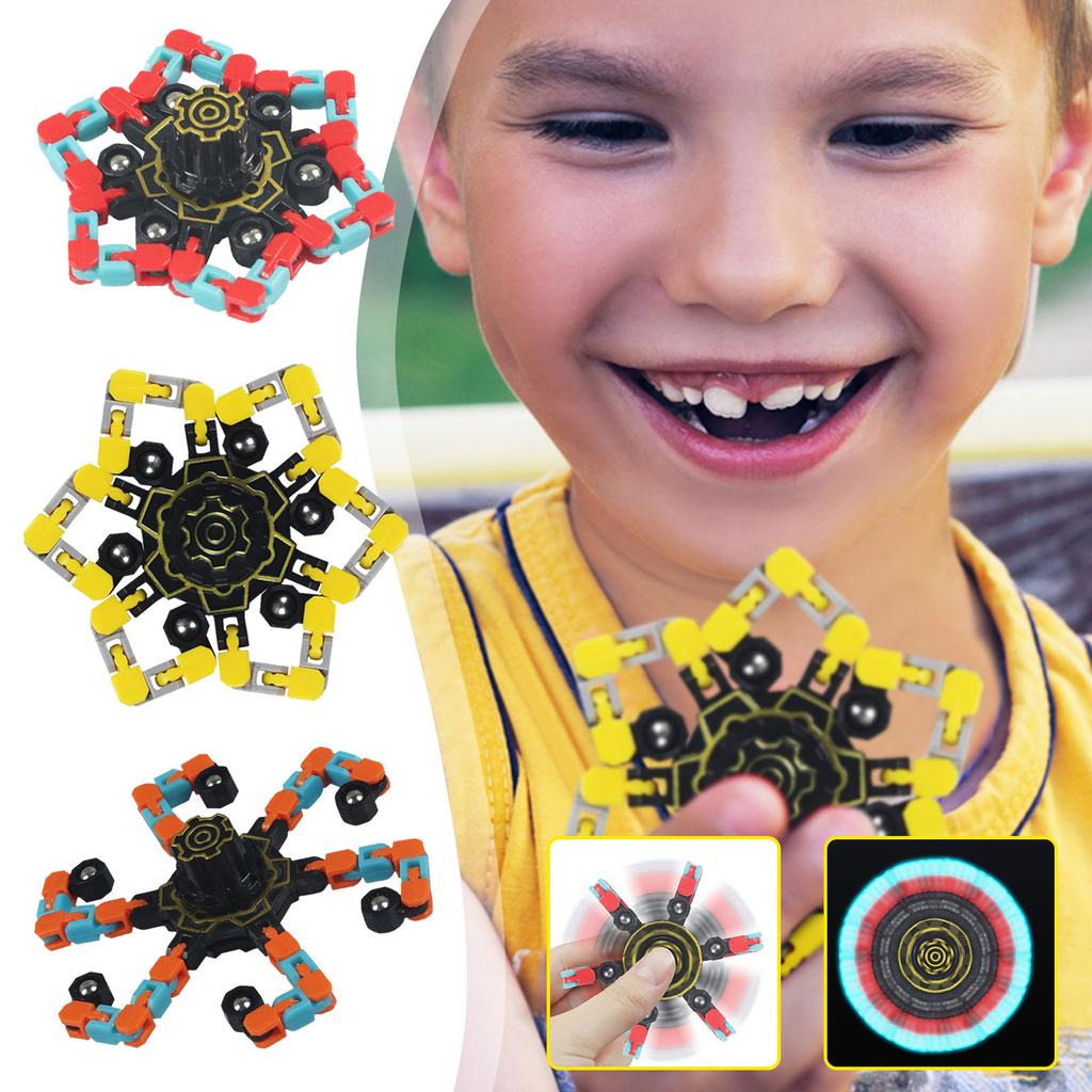 VBK - Spinners Sensory - Toy With DIY Transformable Chain Mechanical Robot Toys Glow In The Dark Spinning Top Stress Relief Toy For Kids Teens
