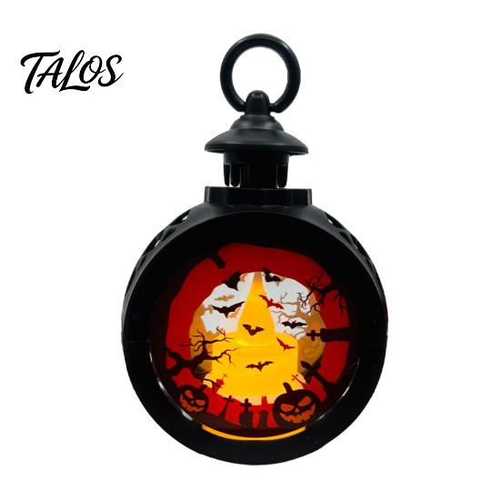 LED Decorative Flame Light Halloween Retro Pumpkin Lantern, Electronic Candle Light, Vintage Festive Lighting Handheld Lamp for Bar Haunted