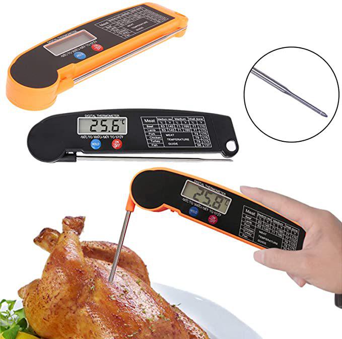 Ultra-Thin Foldable Stainless Steel BBQ Thermometer with Built-In Magnet