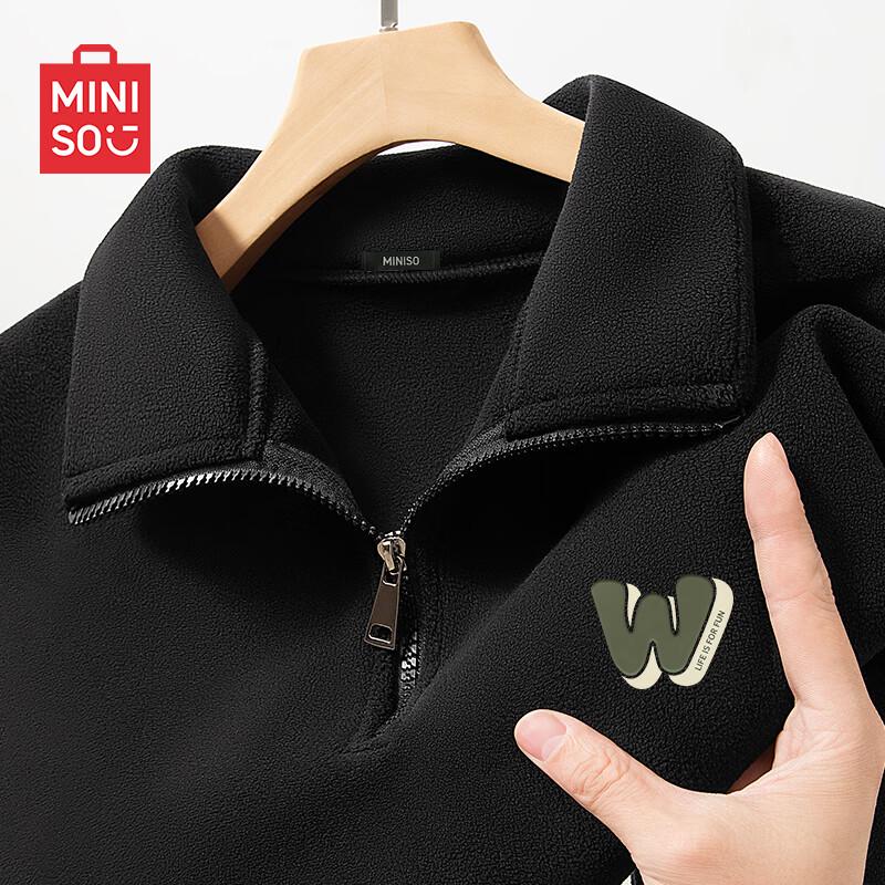 MINISO Herren Verdicktes Fleece-Sweatshirt mit halbem Reißverschluss