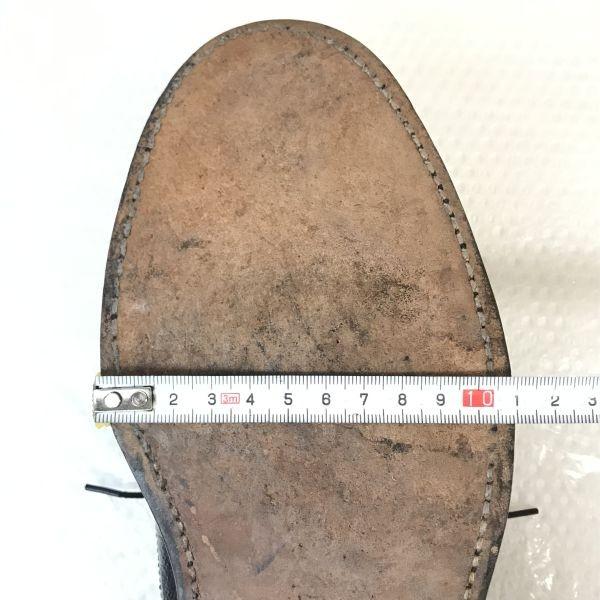 USED/60s-70s USA Bootmaster Thom McAn Pebbled Leather Long Wingtip Shoes 26.5-27cm Black