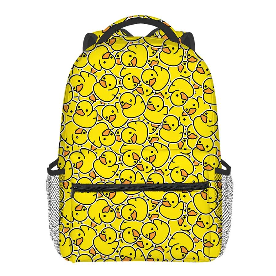 Best Gifts for Boys Girls Yellow Duck 2D Cartoon School Backpack Waterproof Polyester Lining Stylish Fashion Design for Children