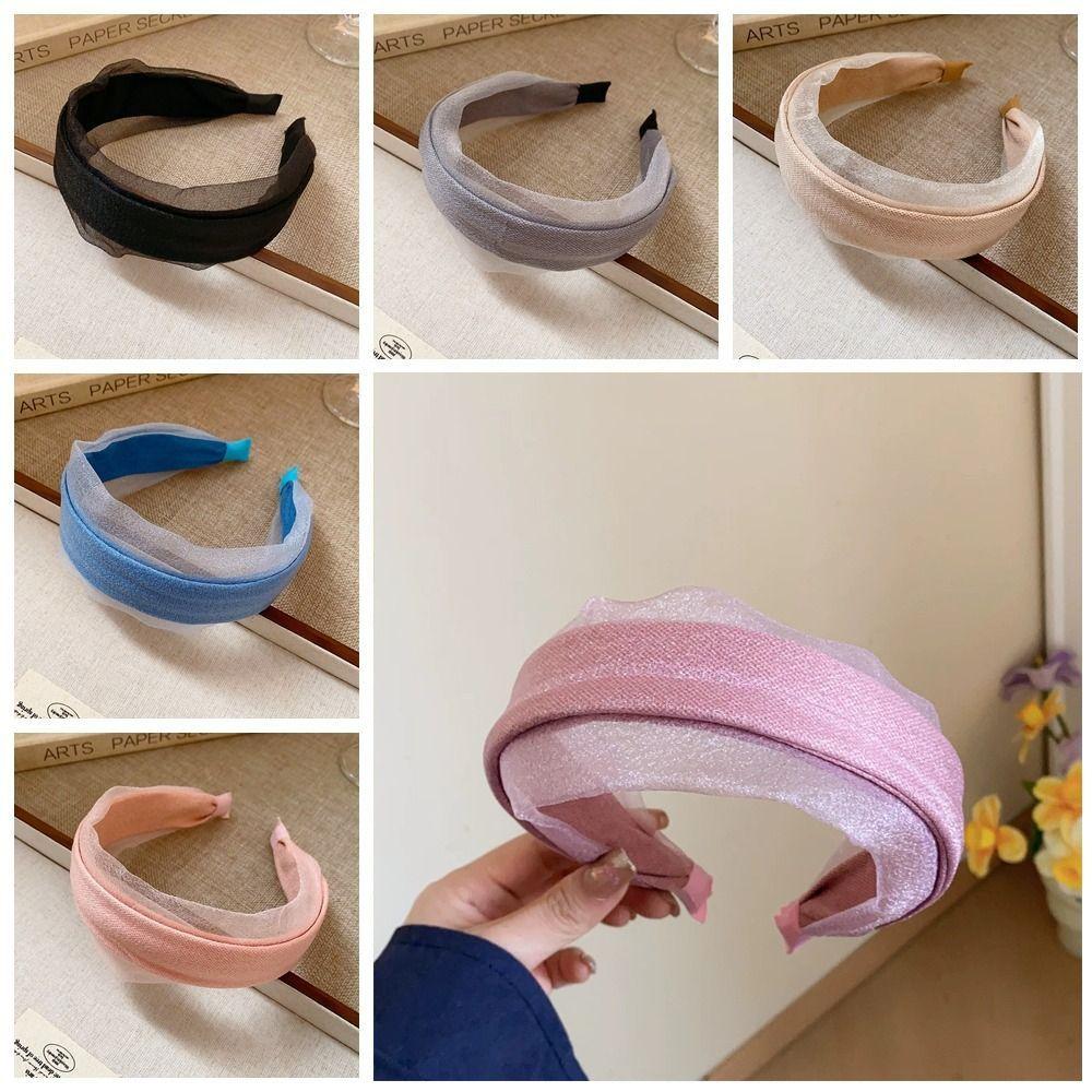 Sweet Women Hair Hoop Mesh Wide Edge Hairband Hair Accessories Chiffon Headband  Wash Face