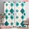 2pcs,2D Plane Printing Contemporary Curtains Geometric Mint Squares Versatile Fabric (without Rod) Art Deco Festive Perfect for