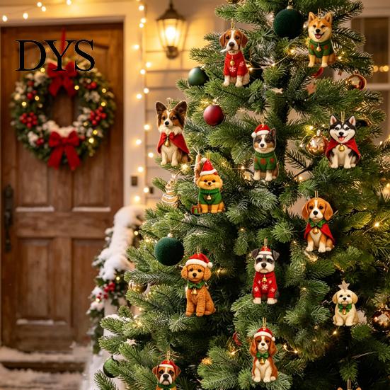Cuenta Regresiva Navideña Temática de Mascotas Regalos Calendario de Adviento para Perros, Adornos de Acrílico 2D de Razas, Caja de Regalo de Navidad de 24 Días para Niños Calendario para Dueños con 24 Cachorros