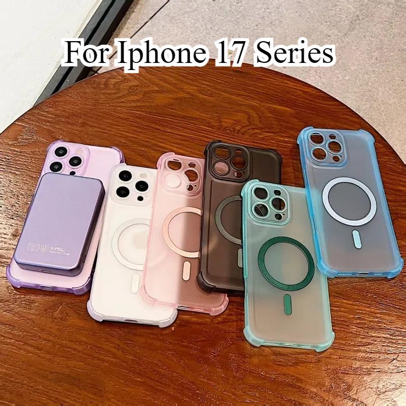 Magnetic Wireless Charging Airbag TPU Shockproof Case For iPhone 17 Pro Max  iPhone Air Magsafe Translucent Soft Silicone Cover Bumper