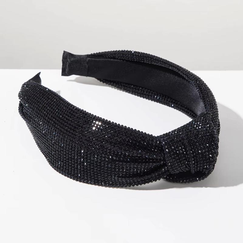 Retro Baroque Style Super Sparkling Full Diamond High Skull Knot Wide Edge Headband Hair Accessory For Women