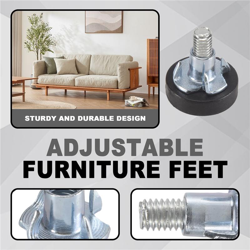 32 PCS M6 Thread Adjustable Furniture Levelers Screw In Chair Feet Adjustable Furniture Feet Leg Levelers Easy Install