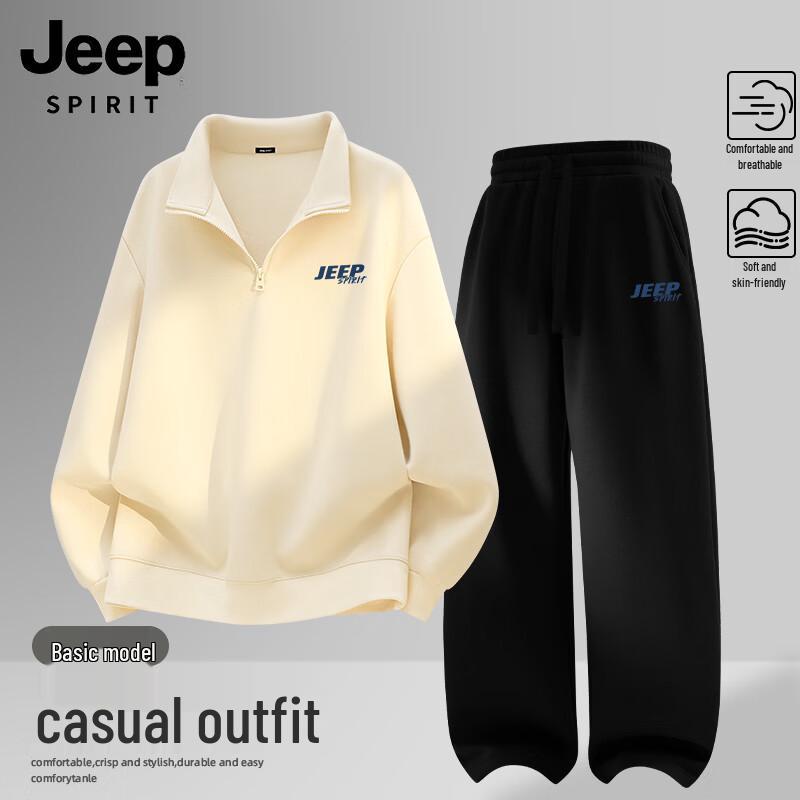 JEEP SPIRIT Men s Winter Half-Zip Sweatshirt & Pants Set L