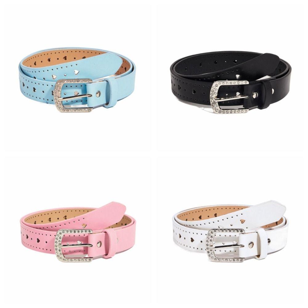 Love Heart Y2K Wide Belt Jeans Decor PU Leather Waistbands Retro Rhinestone Waist Belt  Ladies