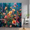 Outdoor Garden Poster Shower Curtain Vintage Window Wall Growing Floral Plants Polyester Fabric Shower Curtains Bathroom Decor