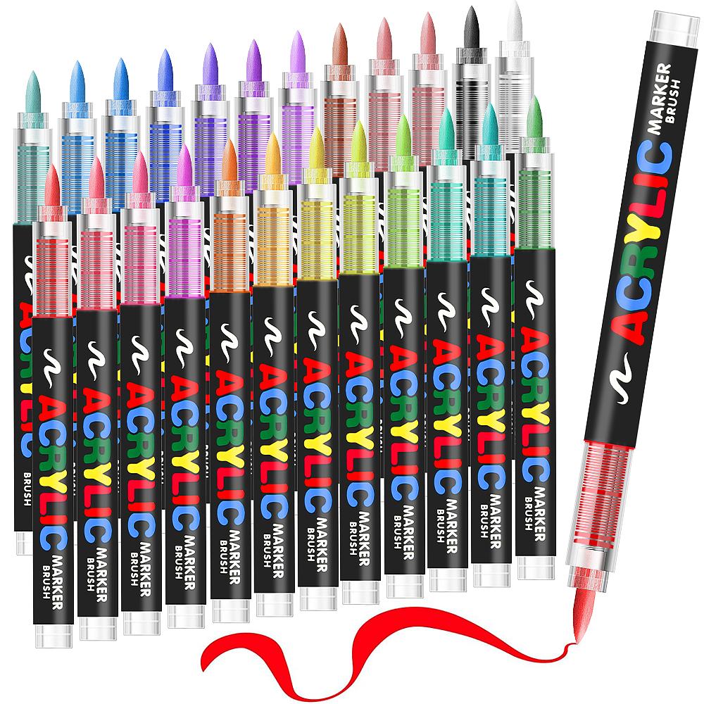 Professional Art Use 12-288 Colors Acrylic Paint Pen Marker Brush Tip Paint Marker For Painting Wood Calligraphy Christmas Gift