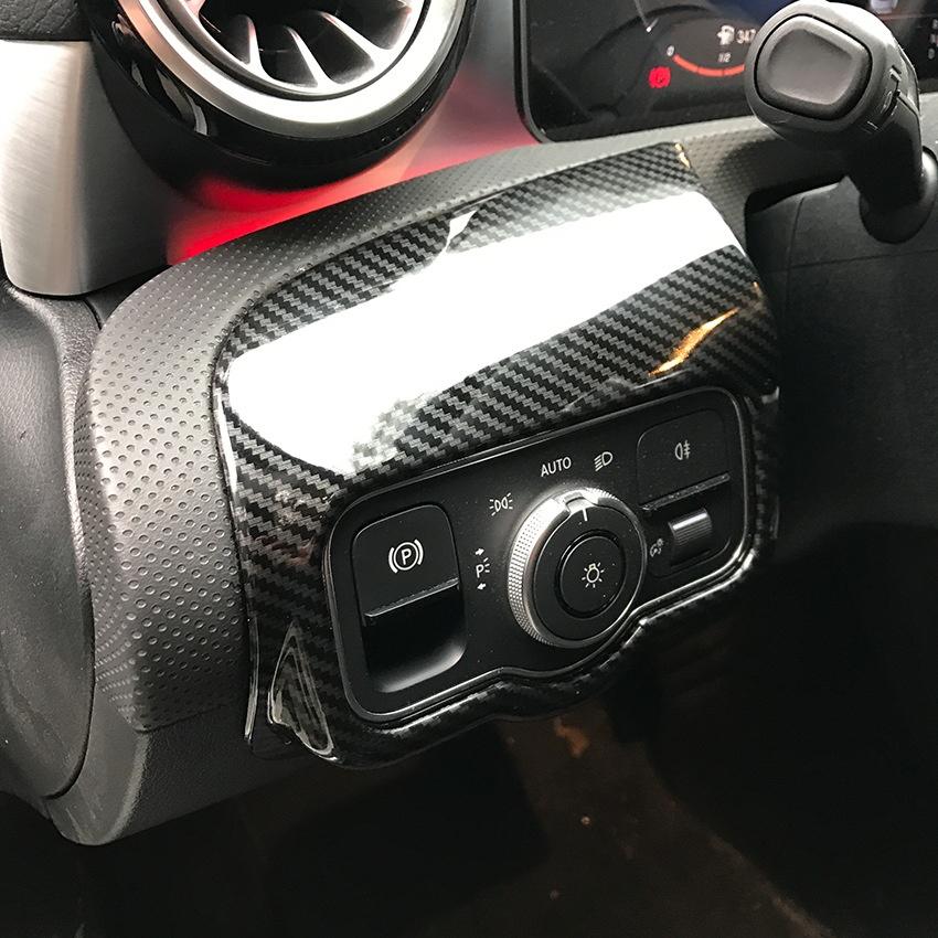 For Benz A Class CLA W177 C118 Accessorie 2pcs Carbon Fiber Style Car Interior Center Instrument AC Air Vent Outlet Frame Cover Decoration