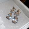 Silver Needle Rhinestone Geometric Drop Earrings - Luxurious, Fashionable Statement Studs for Women