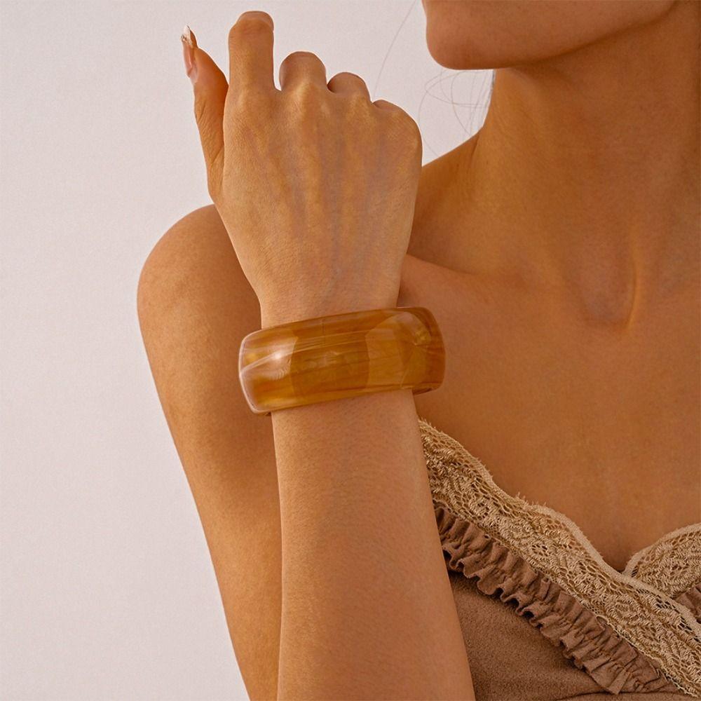 Strip Round Wide Bracelet Smudging Retro  Hand Ring Temperament Acrylic Bangle  Girls