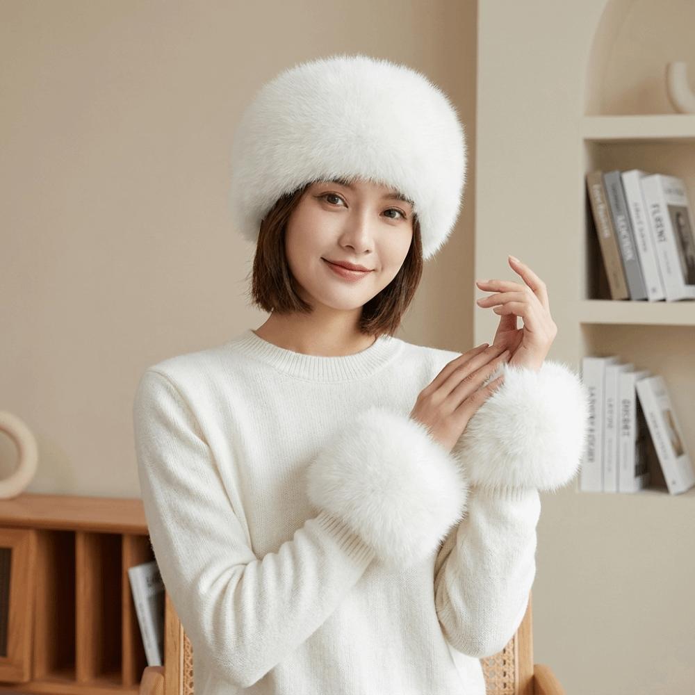 3Pcs/Set Elastic Wide Fur Cuffs Hat Soft Plush Headwraps Retro Warm Thick Hairband Outdoor Sports