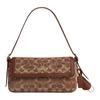 Etta 25 Classic Presbyopia Fabric Shoulder Bag Medium Women's Light Khaki with Retro Brown