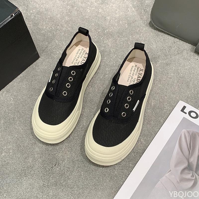 Daily commuting lazy canvas shoes for women's spring autumn new flat bottomed casual simple versatile breathable board shoes