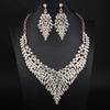Übertreibenes Voller Diamanten Temperament Luxus Halskette Ohrringe Set Damenkleid Dinner Accessoires