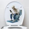 Waterproof Bathroom Decor Funny Skeleton Toilet Cover Sticker, Self-Adhesive Sitting On Non Residue Stickers Seat Lid Decal, Novelty Skull Sticker for