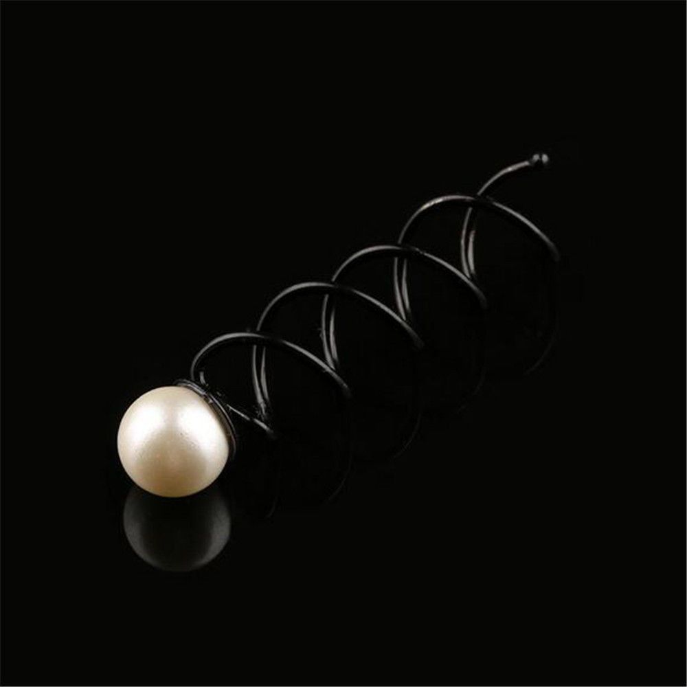 4pcs Women Fashion Hair Pins Spin Hair Accessory Hair Barrette Big Pearl Screw Clip Twist