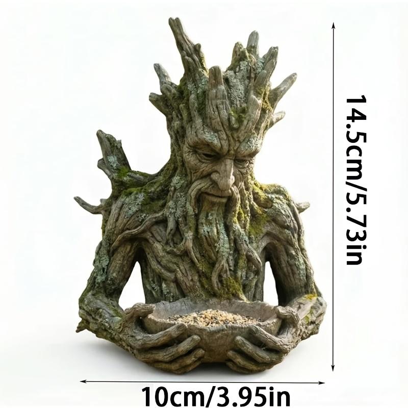 1-Piece Tree-Shaped Bird Feeder Sculpture, Integrated Tree-Body Bird Feeder, Tree Face Decoration, Outdoor Millennium-Old Tree Bird Feeder with