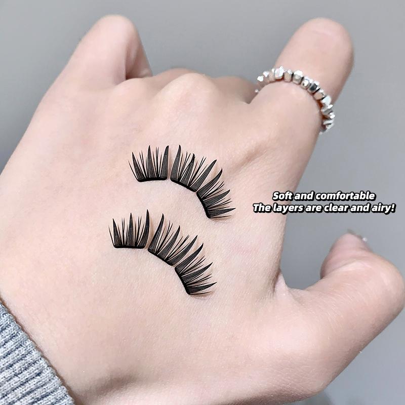 GEGE BEAR Naturalne komiksowe rzęsy C-Curl bez kleju, segmentowe rzęsy samoprzylepne, łatwe w noszeniu, idealne dla początkujących