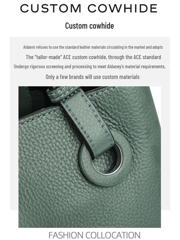 Qian Dian Women's 2025 Trendy Bucket Bag: Soft Leather, Large Capacity, Fashionable Crossbody & Shoulder Bag
