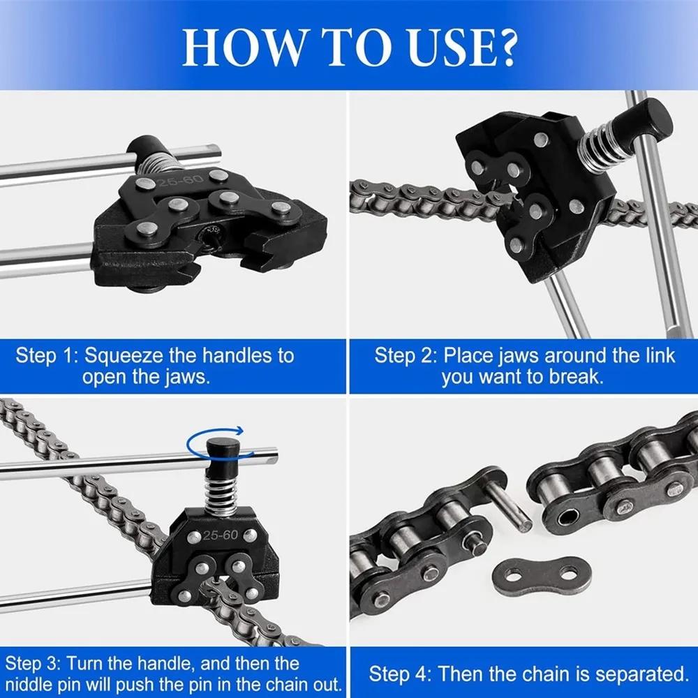 #25-60 Roller Chain Breaker Detacher Cutter & Chain Puller Holder Tool For Motorcycle Bicycle Go Kart ATV Chains Replacement