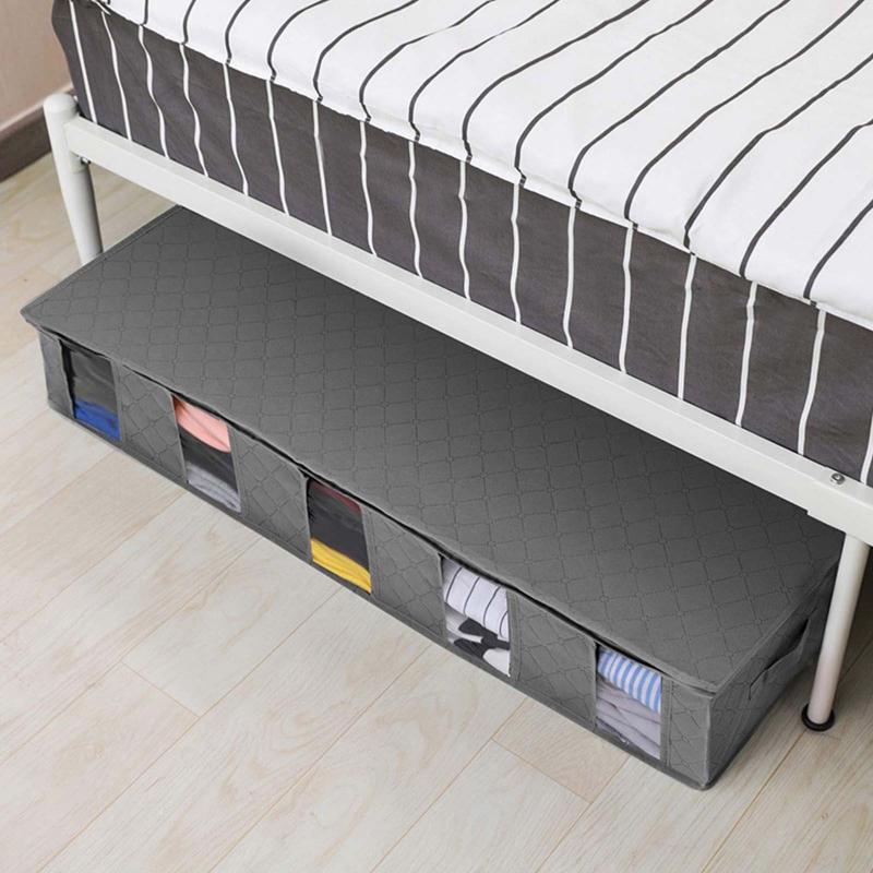 Under Bed Clothes Organizer Large Adjustable Dividers Storage Bag Durable Fabric Clothes Holder with 4 Separators