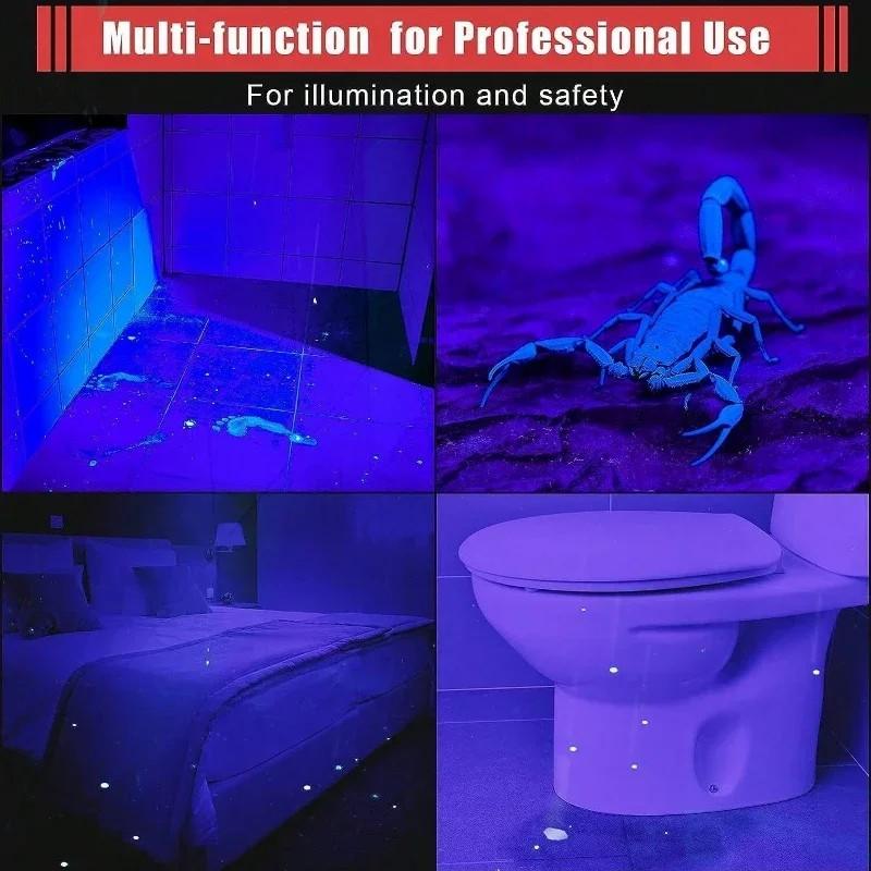 D5 1-2PCS UV LED Flashlight 365nm Ultraviolet Torch UV With Pen Clip Portable 365NM Light Pet Urine Scorpion Detector UV Lamp