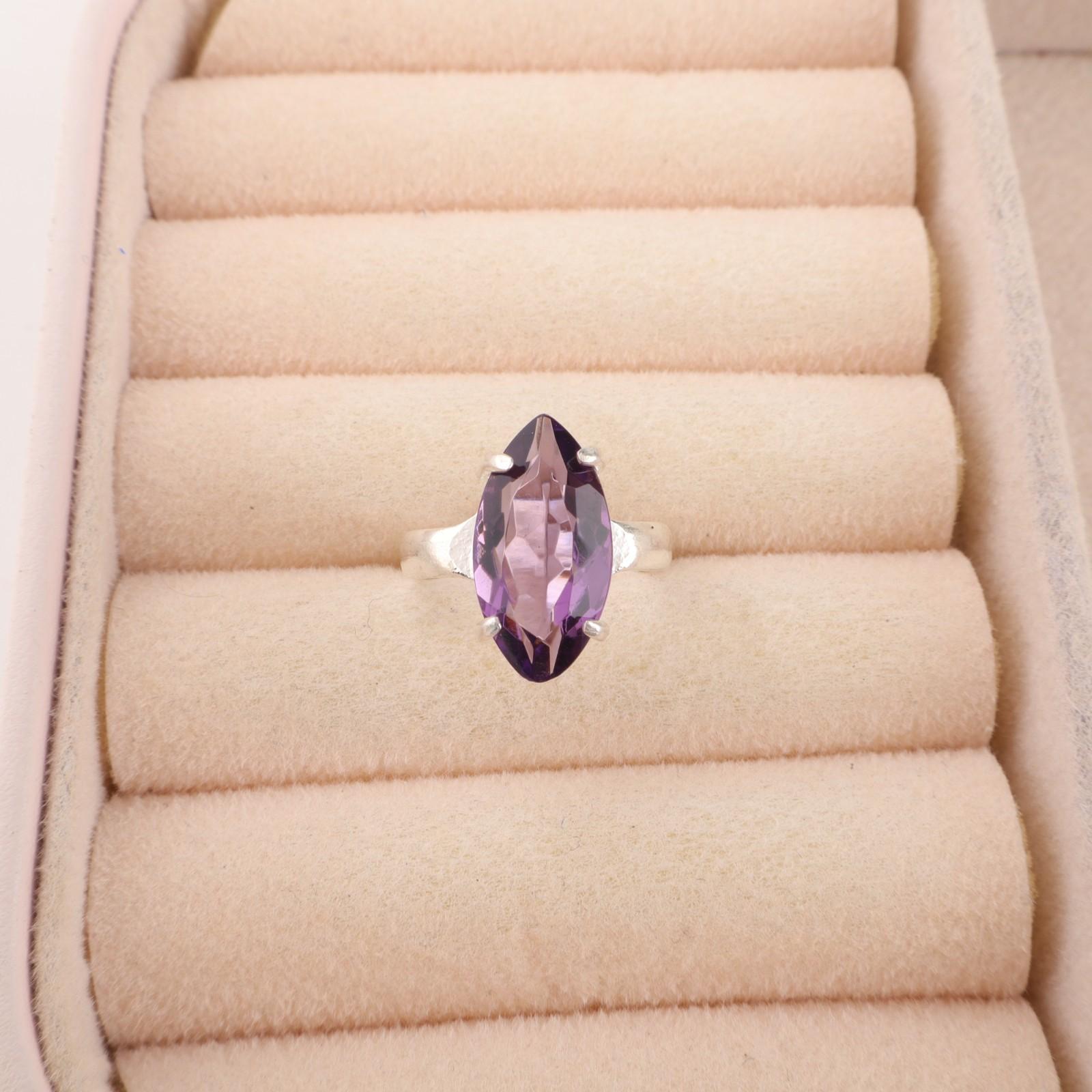 

Февраль Натуральный Аметист 925 Серебро Новое Заявление Подарок Лучшему Другу Кольцо Ювелирное Изделие RR-65-10 15