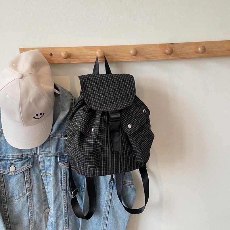 Повседневная портативная холщовая сумка в студенческом стиле, женский новый нейлоновый рюкзак в клетку 2025, простой студенческий школьный рюкзак