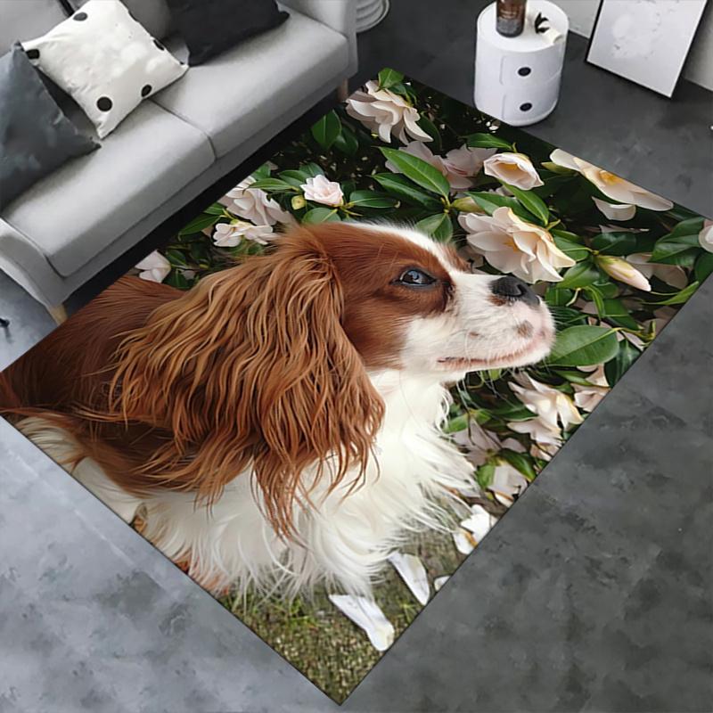 1 Stück Hund,Blumen,Gartenbüro Teppich Weich Polyester Eingangsteppich Waschbar Rutschfest Maschinenwaschbar