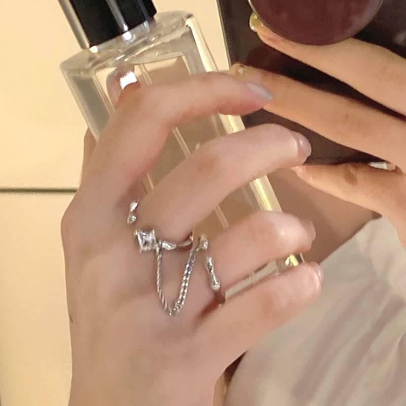 Exquisite Adjustable Open Ring With Geometric Design And Brilliant Zirconia For Women Trendy