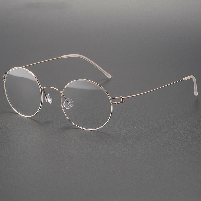 2025 Dänemark Reines Titan Kleiner Runder Brillenrahmen Herren Damen Schraubenlos Ultraleicht Brillen Mode Einfache Optische Brillen