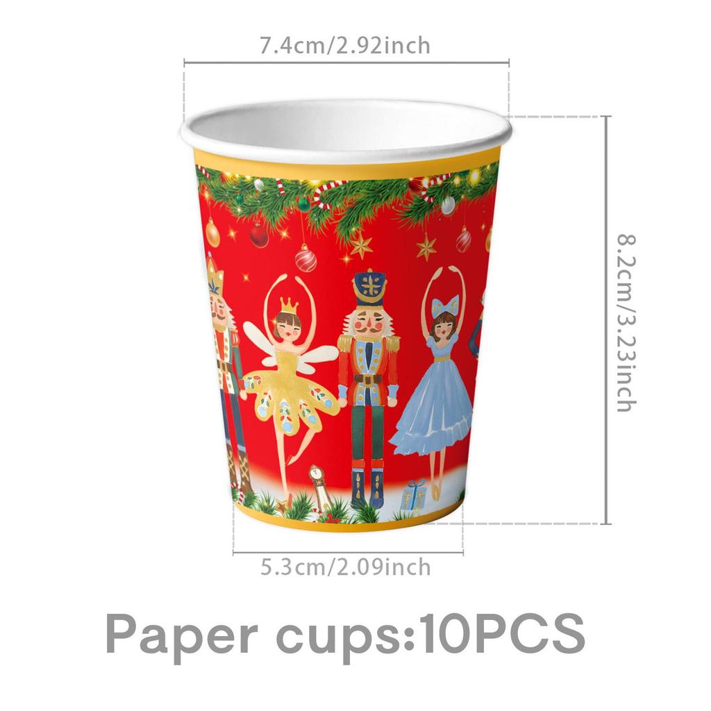 Christmas Theme Children's Party Disposable Tableware Set: Cups, Napkins, Tablecloth, Flags
