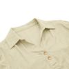 Women's Seven-Sleeve Cotton Linen Lapel Shirt - Solid Color, Casual, Breathable