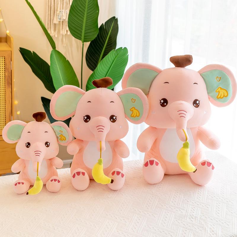 New Banana Elephant Plush Toy Doll Cute Elephant Animal Pillow Doll Pushes Birthday Gift Girl