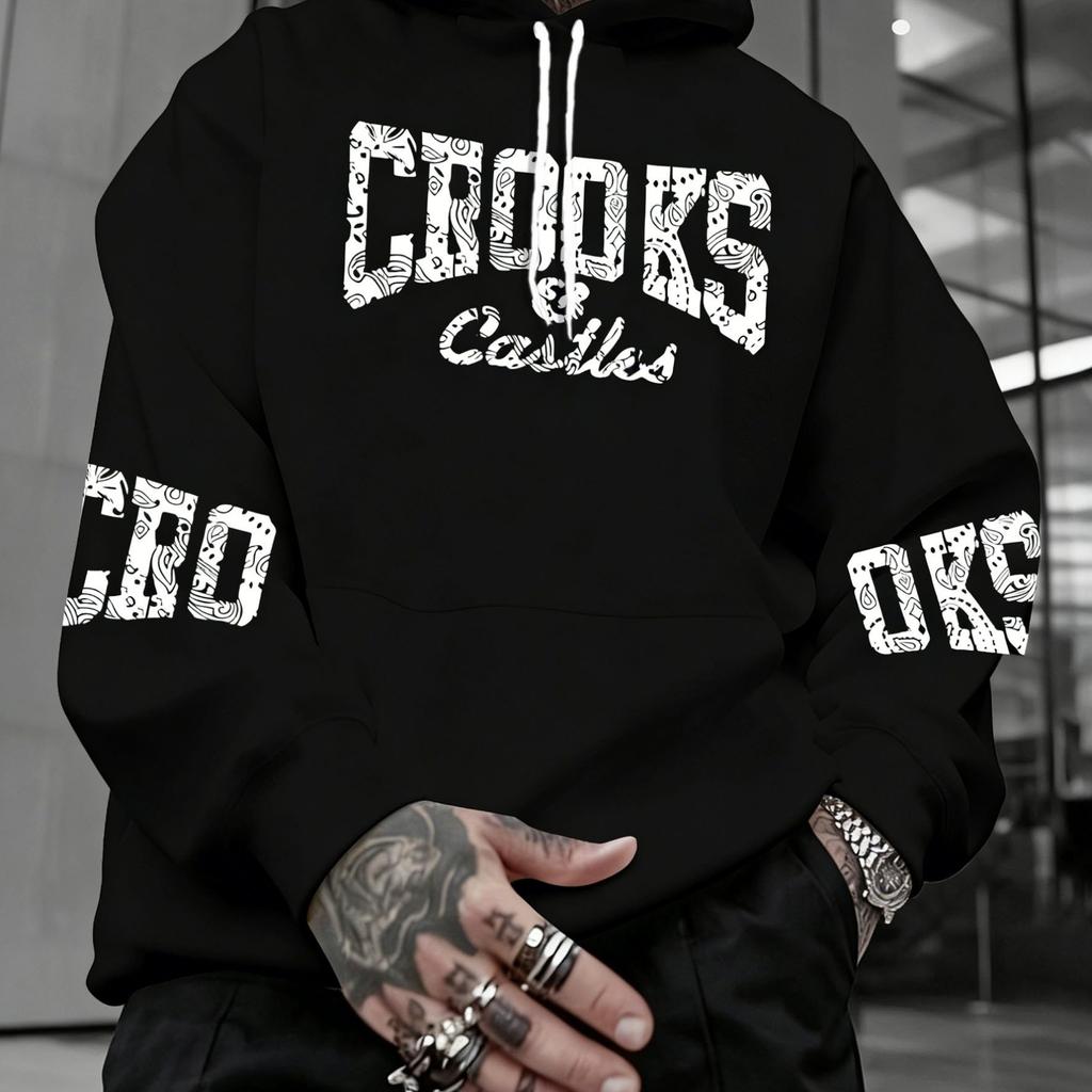 Men'sAutumn And Winter Hooded with Iconic Print - Loose Fit Streetwear Hoodie