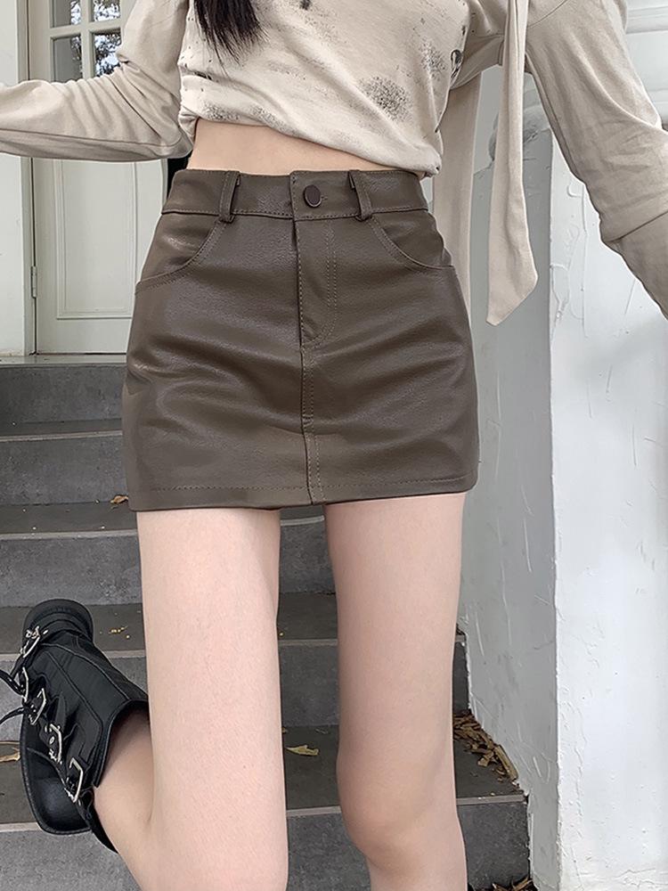 Women's 2024 PU Leather Black Midi Skirt - High Waist, Bodycon, A-Line, Sexy, Slimming, Autumn/Winter Collection