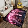 Anime Girl with Long Hair and Fiery Pink Background Floor Carpet Rug Suitable for use as an anti-slip for living room bedroom sofas