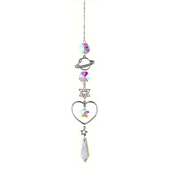 Star Sun Catcher Faux Crystal Prism Rainbow Maker Stars And Moon Colorful Hanging Suncatcher for Window Home Garden Decoration