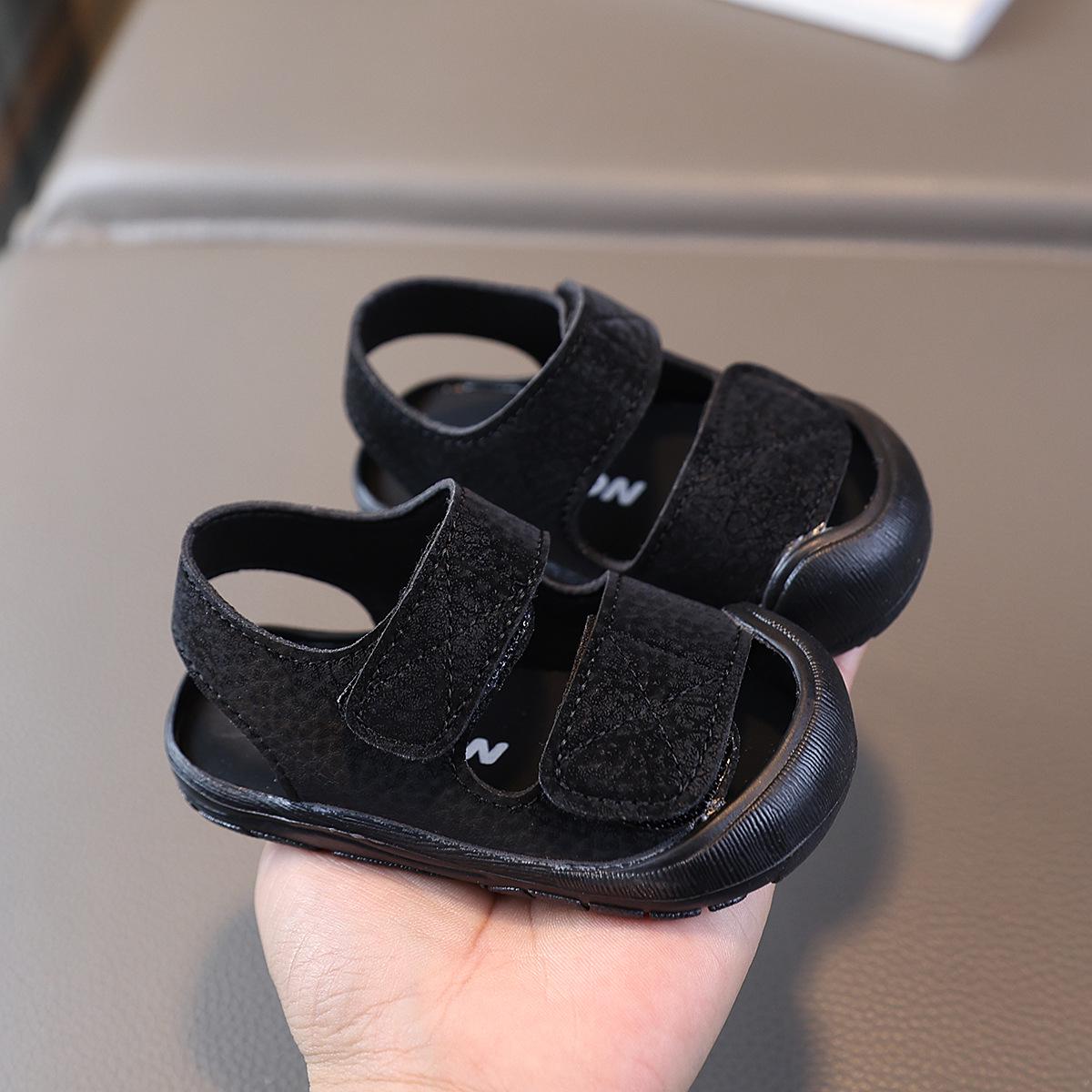 

Baby Summer Sandals: Soft Sole Closed-Toe Shoes for Boys & Girls with Magic Tape Closure Size 15-19, Pack of 5 чорний