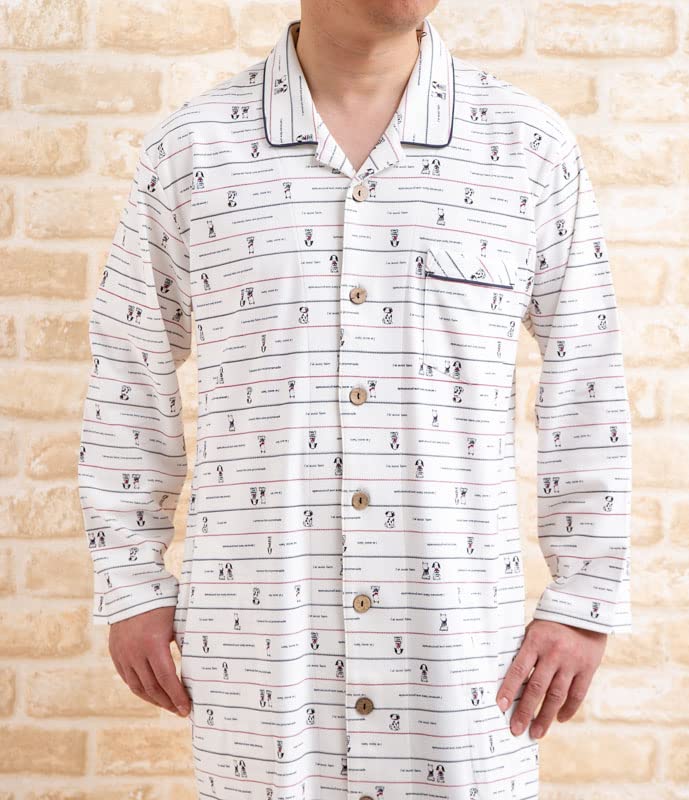 Eye Sleeper Soft and Smooth Knit Fabric with a Dog Long Front Sizes 32011 K's Pajamas, Print, 100% Cotton, Skin-Friendly, Sleeves, Opening,