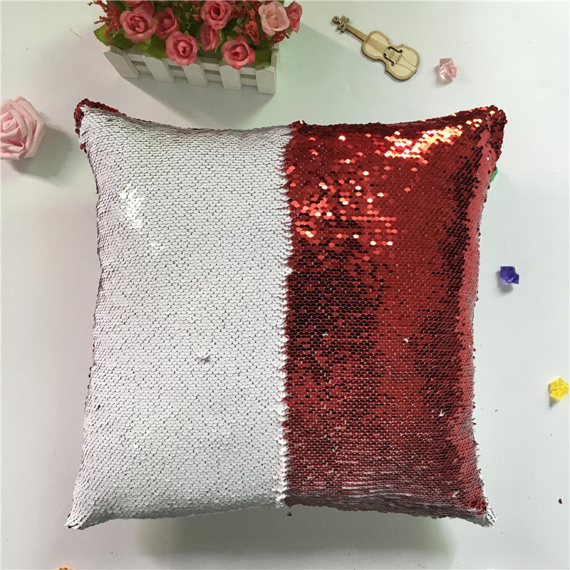Kussensloop Decoratieve Kussenhoes Zeemeermin Pailletten Kleurrijk Vierkant Effen Gebreid Verborgen Rits Kussen Huis Auto Bank 40*40Cm
