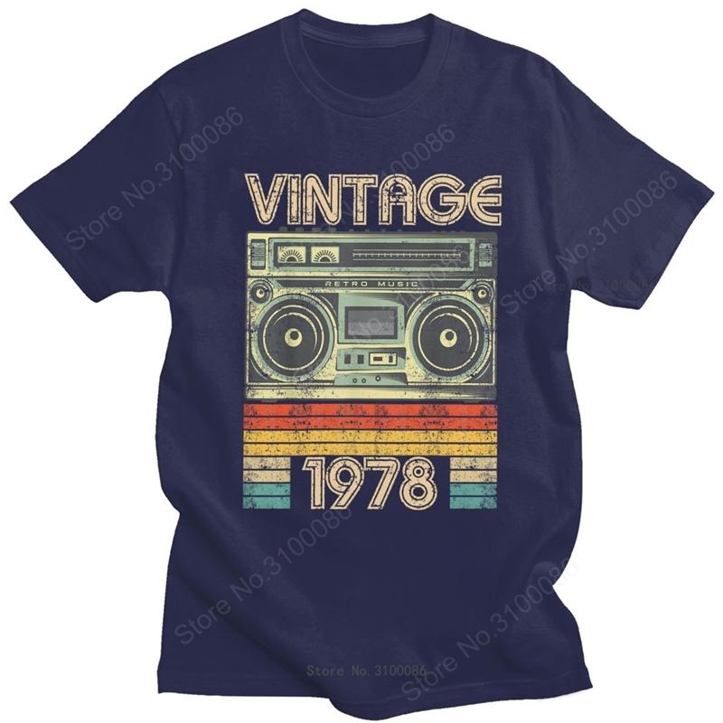 Streetwear Male Born In 1978 T Shirt Short Sleeved Crewneck Cotton Tshirt  Retro Radio 42 Years Old Birthday Gift Tees Clothing
