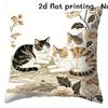 Cute CatPrinted Doublesided Printed pillow cover Short plush Suitable living rooms bedrooms sofas throw cushion cover
