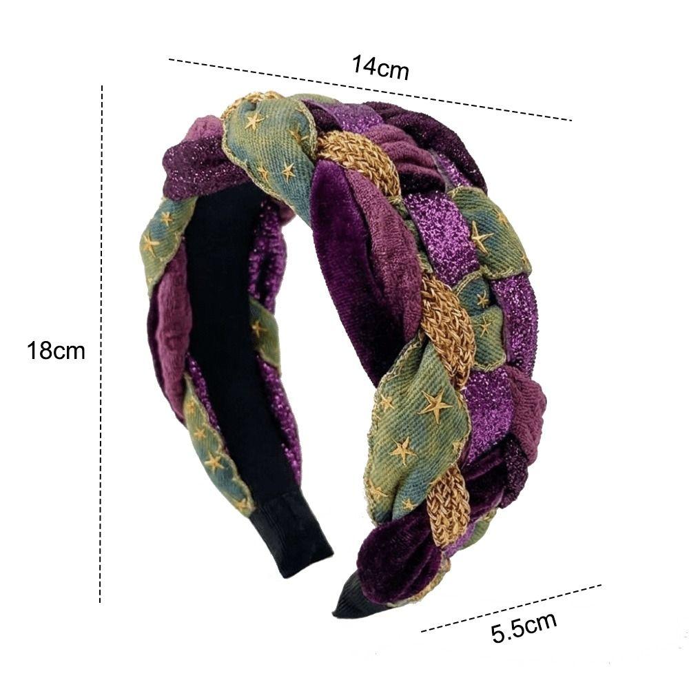 Bohemian Patchwork Headband Fabric Twisted Hairband Wide Hair Wraps  For Women Hair Accessory