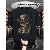 Men'S Western Cowboy Skull Graphic Tee | Heavyweight 100% Combed, Black Gothic Western Shirt With Revolver Eyes, Crew Neck, Short Sleeve, Machine